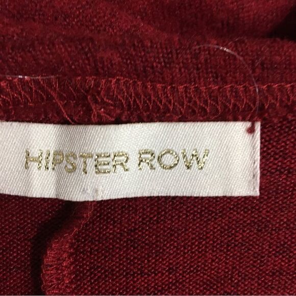 Hipster Row Burgandy Pom Pom Fringe  Cardigan Size XL - Picture 5 of 6